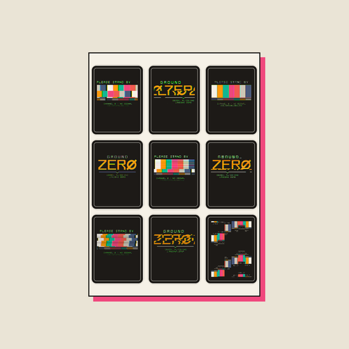 Channel Z0 · Glitch Sticker Sheet, a5 · 9 stickers