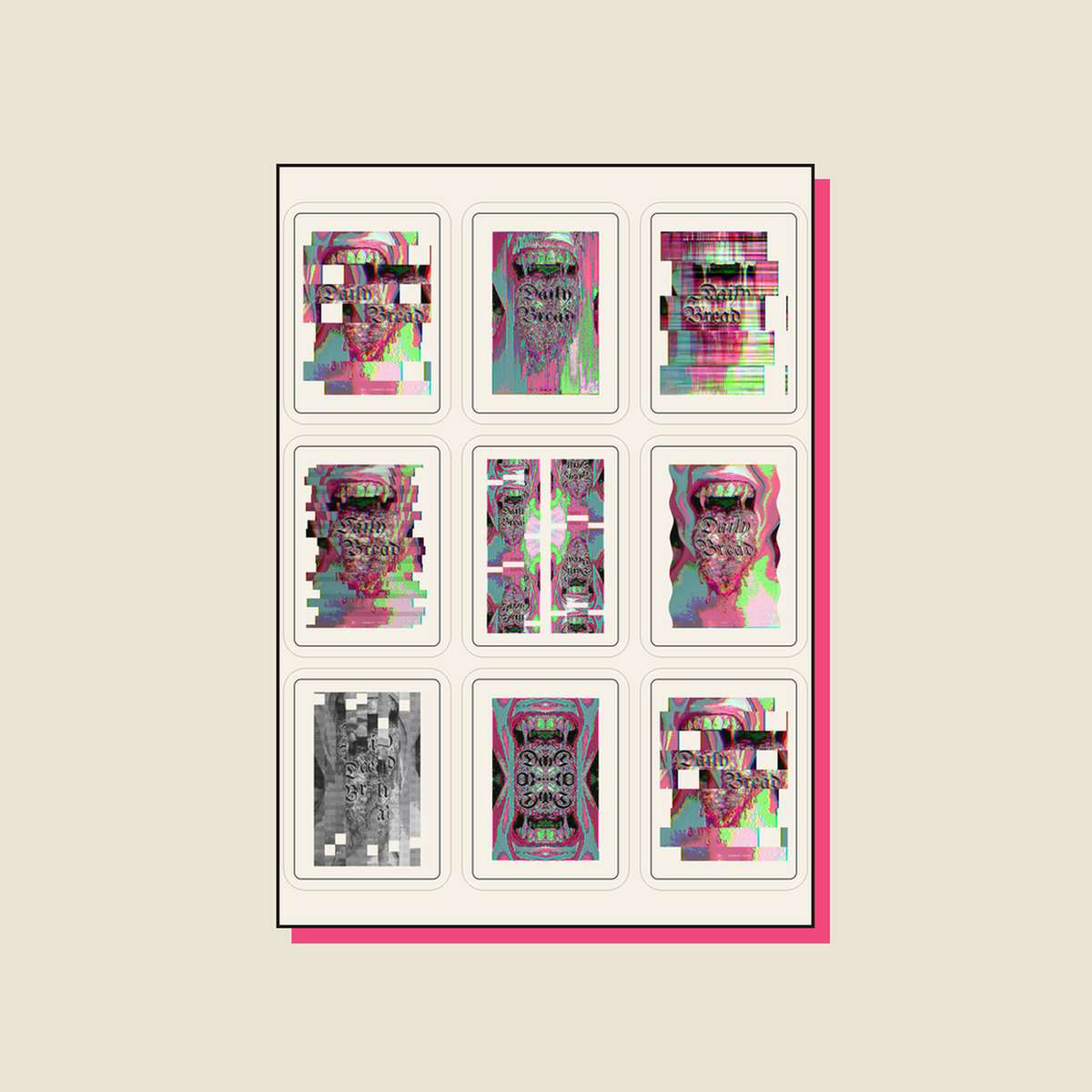 Daily Bread · Glitch Sticker Sheet, a5 · 9 stickers