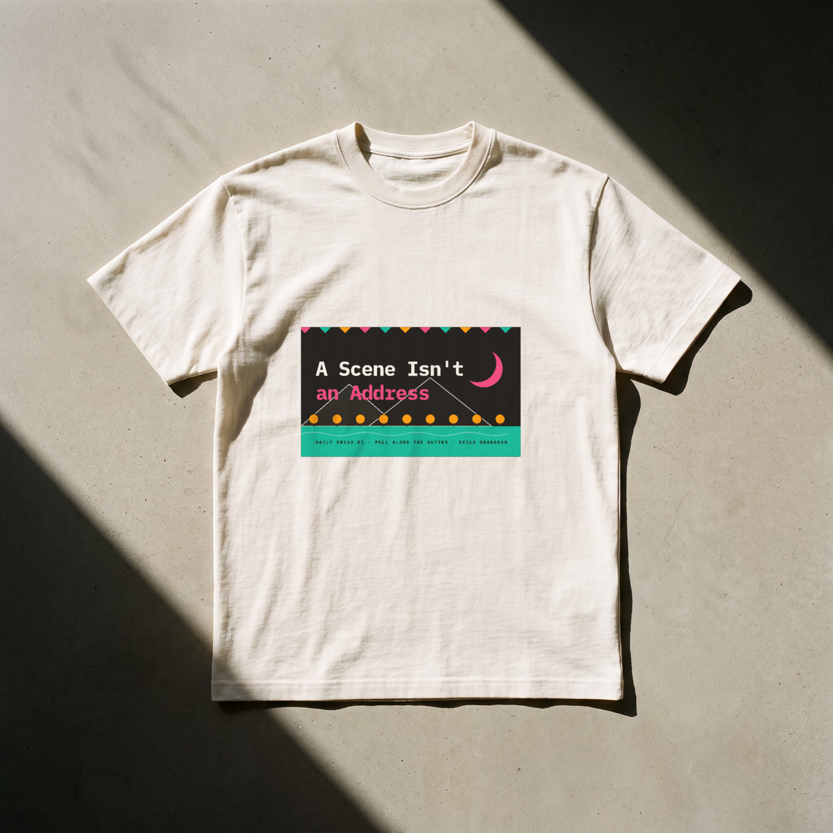 The Wall №1 — Kelowna's Collapse · A Scene Isn't an Address · Tee, bone